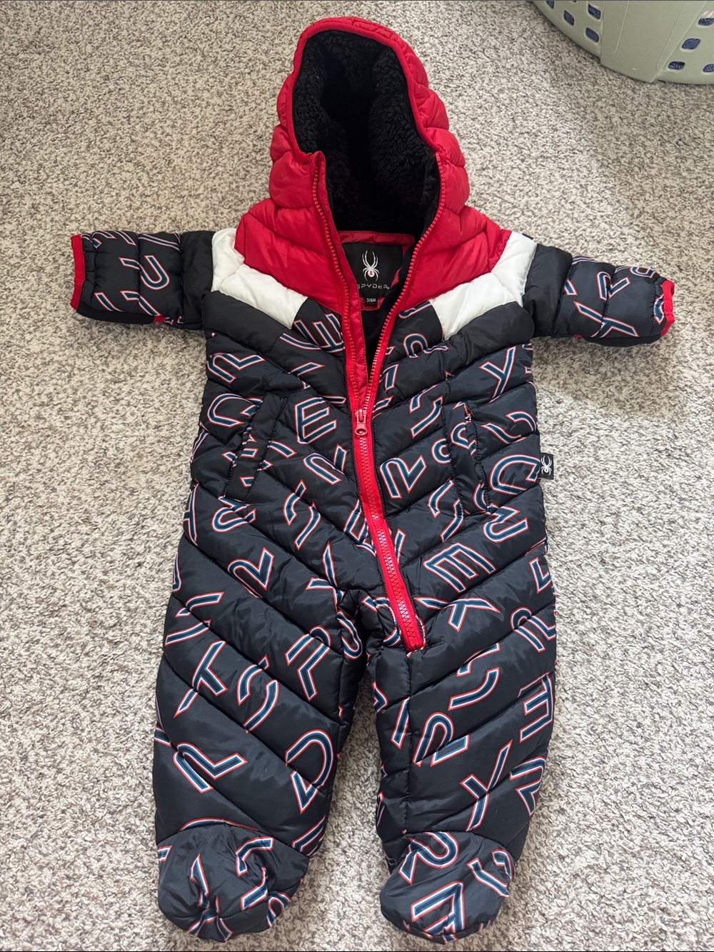 Spyder Kids Black & Red Logo Quilted One-Piece Footie